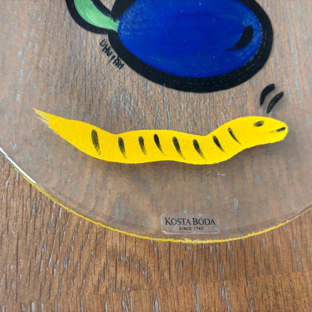 Ulrica Hydman-Vallien for Kosta Boda Hand painted Vintage Plate Fused Glass - Picture 3 of 5